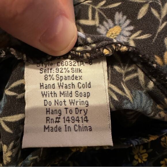 Johnny Was Silk Blend Gray Yellow Blue‎ Floral Paisley Drawstring Pants Sz S - Picture 7 of 10